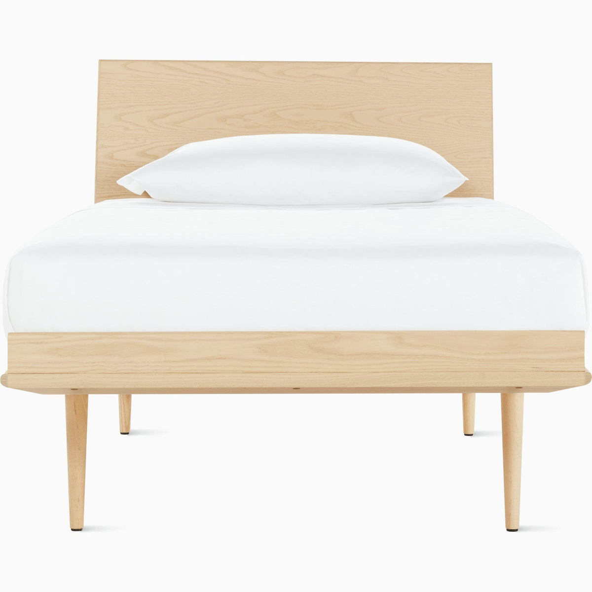 Nelson Thin Edge Bed - Wood Taper Legs Beds herman miller Twin Size Veneer Headboard White Ash Frame &amp; Legs Finish