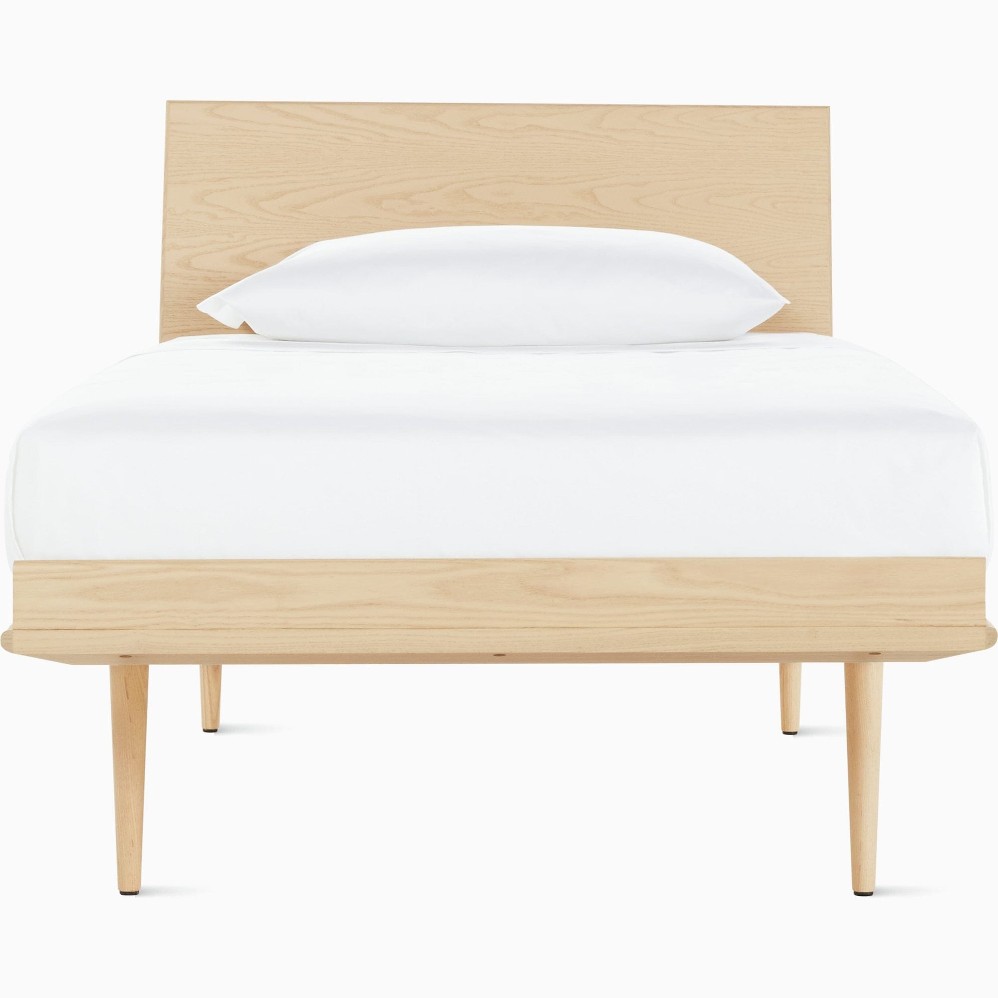 Nelson Thin Edge Bed - Wood Taper Legs Beds herman miller Twin Size Veneer Headboard White Ash Frame & Legs Finish