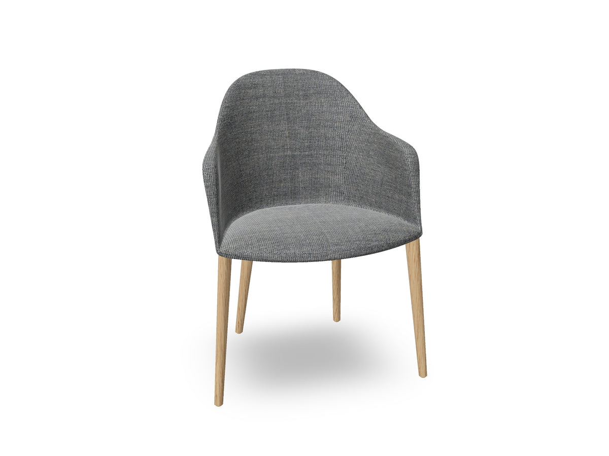 Cila Fully Upholstered Armchair with Timber Oak Four-leg Base