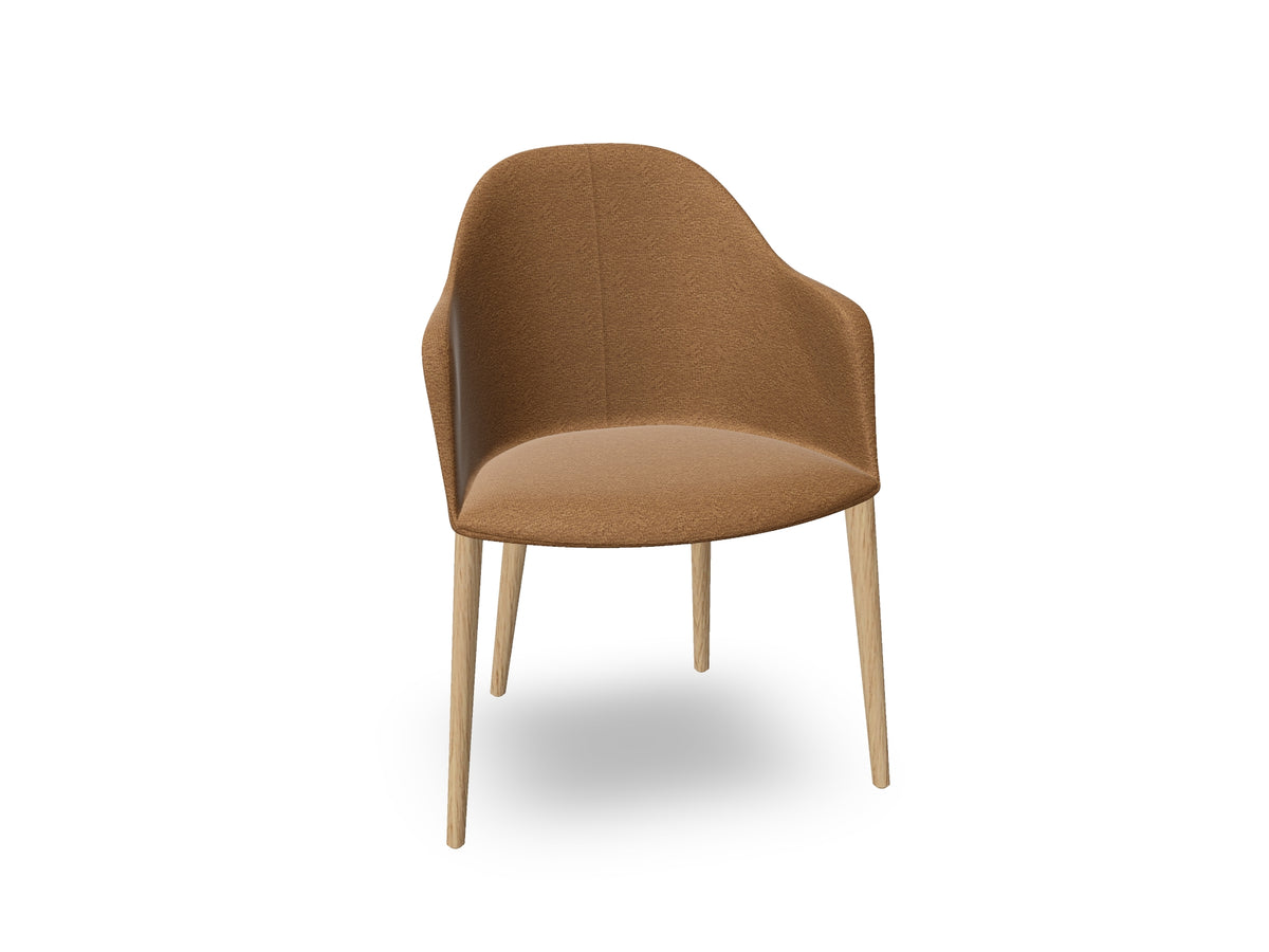 Cila Fully Upholstered Armchair with Timber Oak Four-leg Base