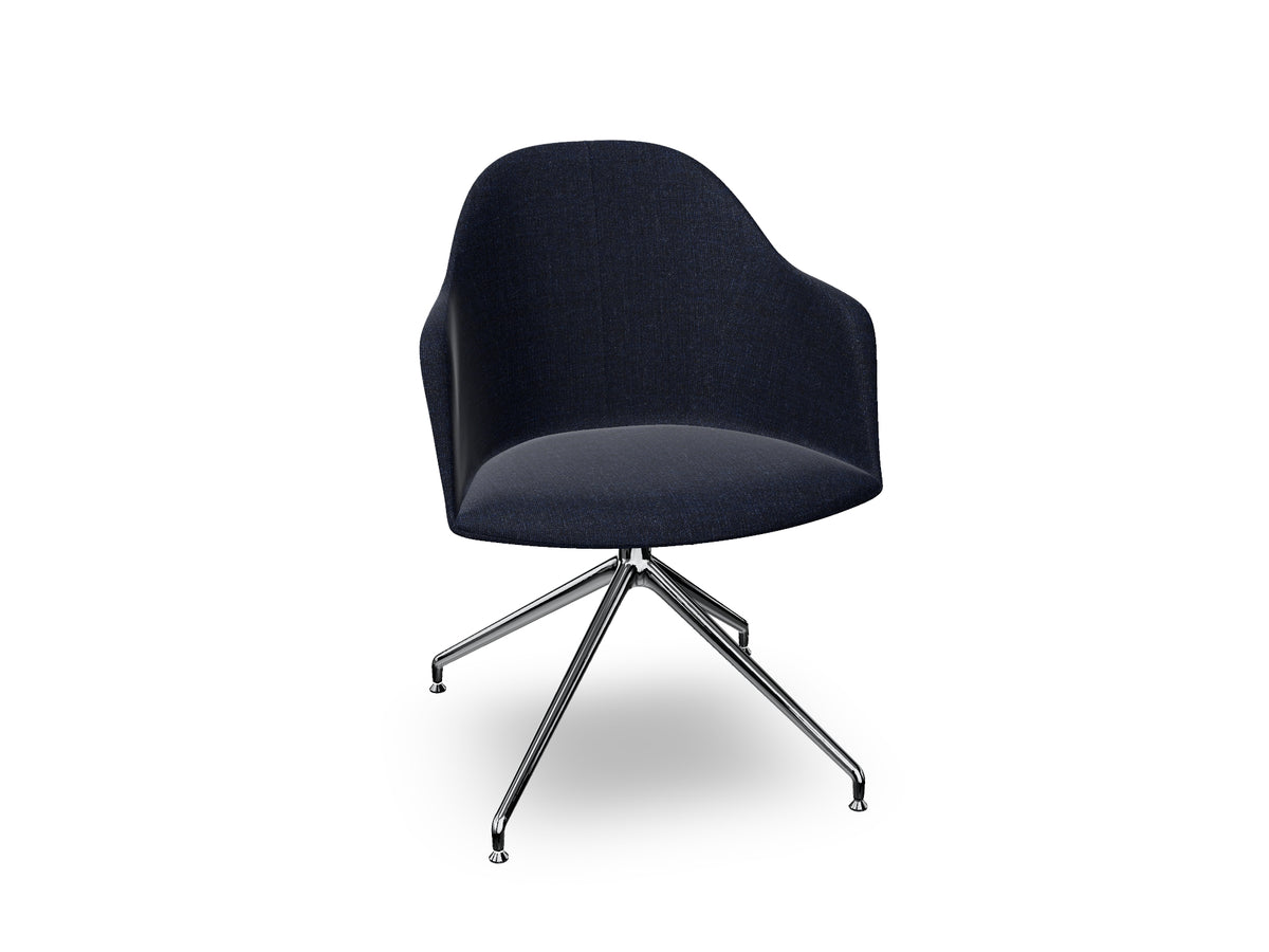 Cila Fully Upholstered Armchair With Swivel Trestle Base