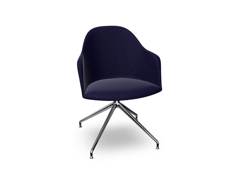 Cila Fully Upholstered Armchair With Swivel Trestle Base