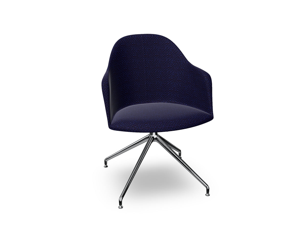 Cila Fully Upholstered Armchair With Swivel Trestle Base