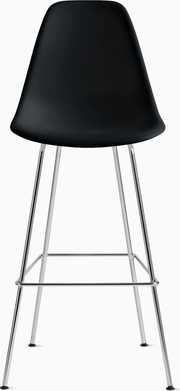 Eames Molded Plastic Bar Stool bar seating herman miller Black Trivalent Chrome 