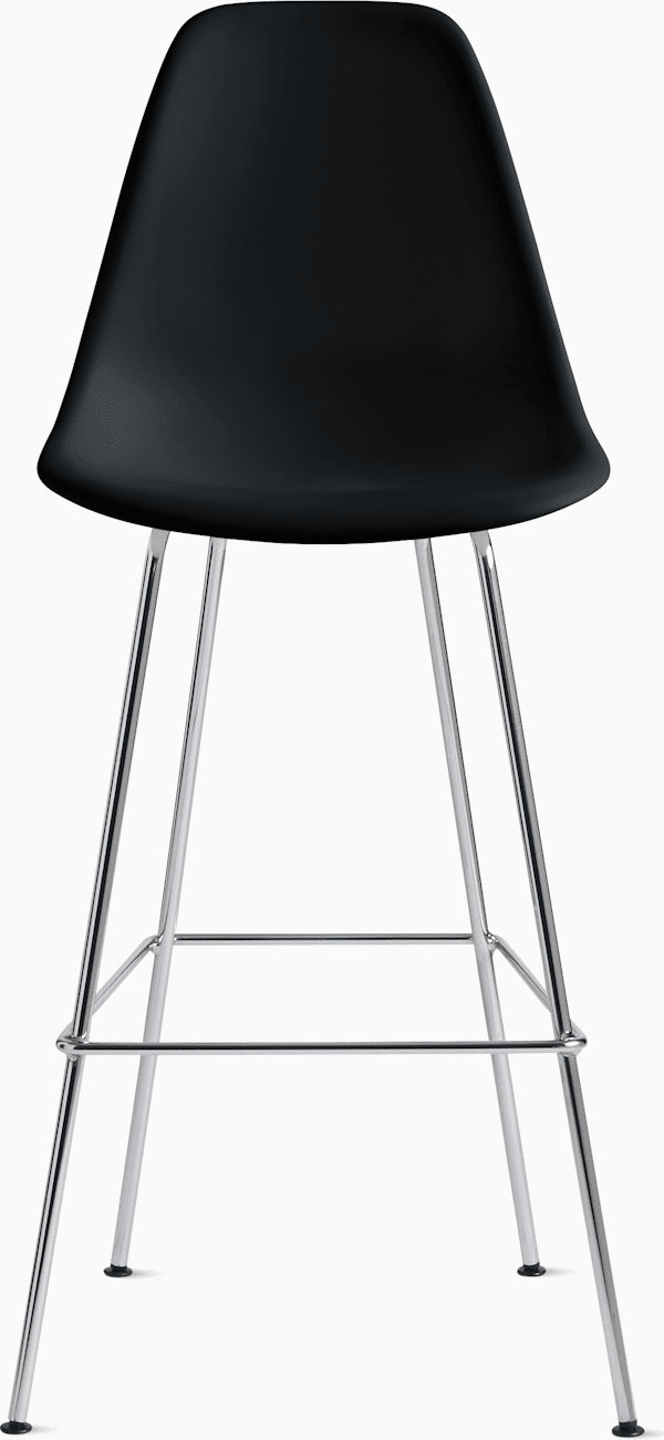 Eames Molded Plastic Bar Stool bar seating herman miller Black Trivalent Chrome 
