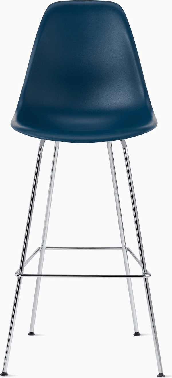 Eames Molded Plastic Bar Stool bar seating herman miller Blue Green Trivalent Chrome 
