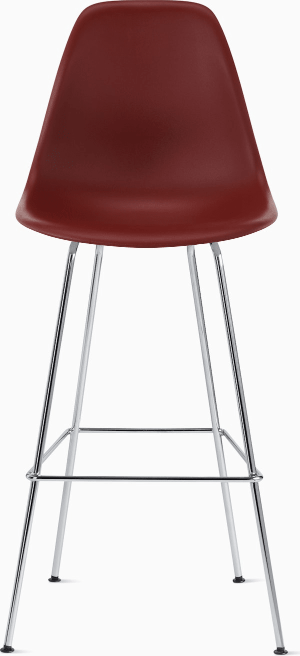 Eames Molded Plastic Bar Stool bar seating herman miller Brick Red Trivalent Chrome 