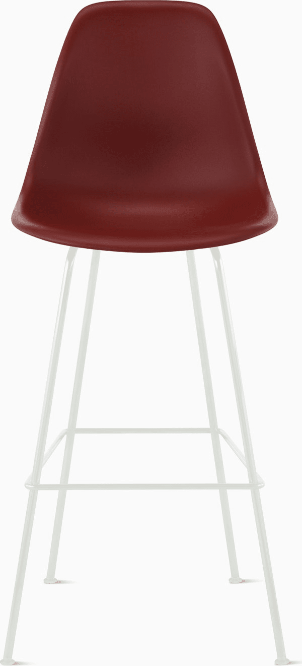 Eames Molded Plastic Bar Stool bar seating herman miller Brick Red White 