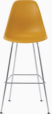 Eames Molded Plastic Bar Stool bar seating herman miller Deep Yellow Trivalent Chrome 
