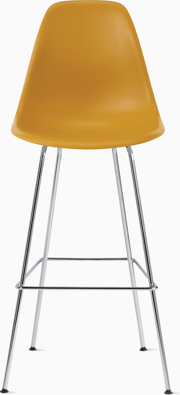 Eames Molded Plastic Bar Stool bar seating herman miller Deep Yellow Trivalent Chrome 