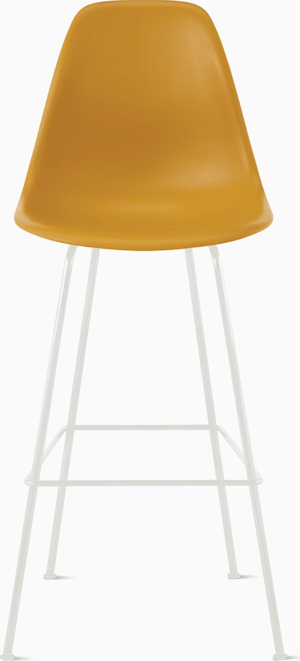 Eames Molded Plastic Bar Stool bar seating herman miller Deep Yellow White 