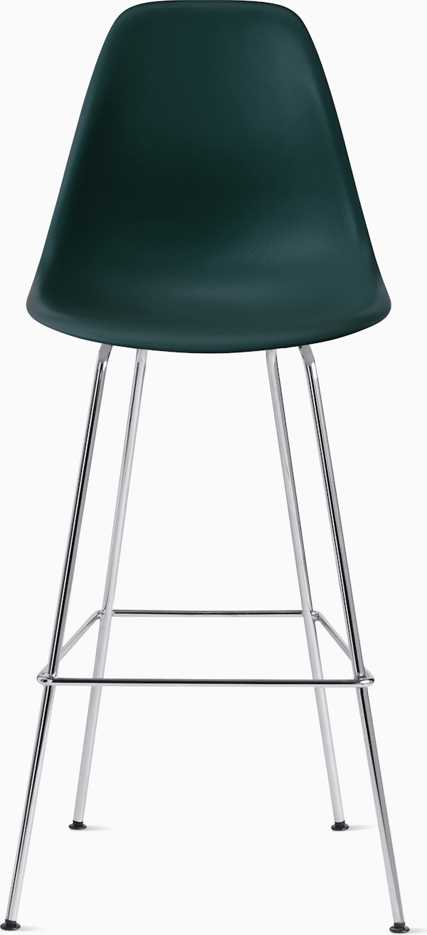 Eames Molded Plastic Bar Stool bar seating herman miller Evergreen Trivalent Chrome 