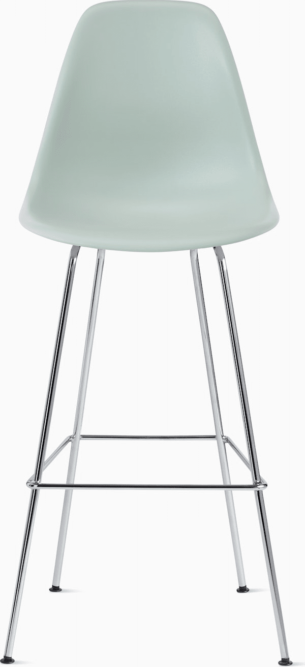 Eames Molded Plastic Bar Stool bar seating herman miller Grey Green Trivalent Chrome 