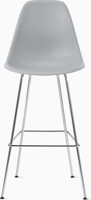 Eames Molded Plastic Bar Stool bar seating herman miller Light Grey Trivalent Chrome 