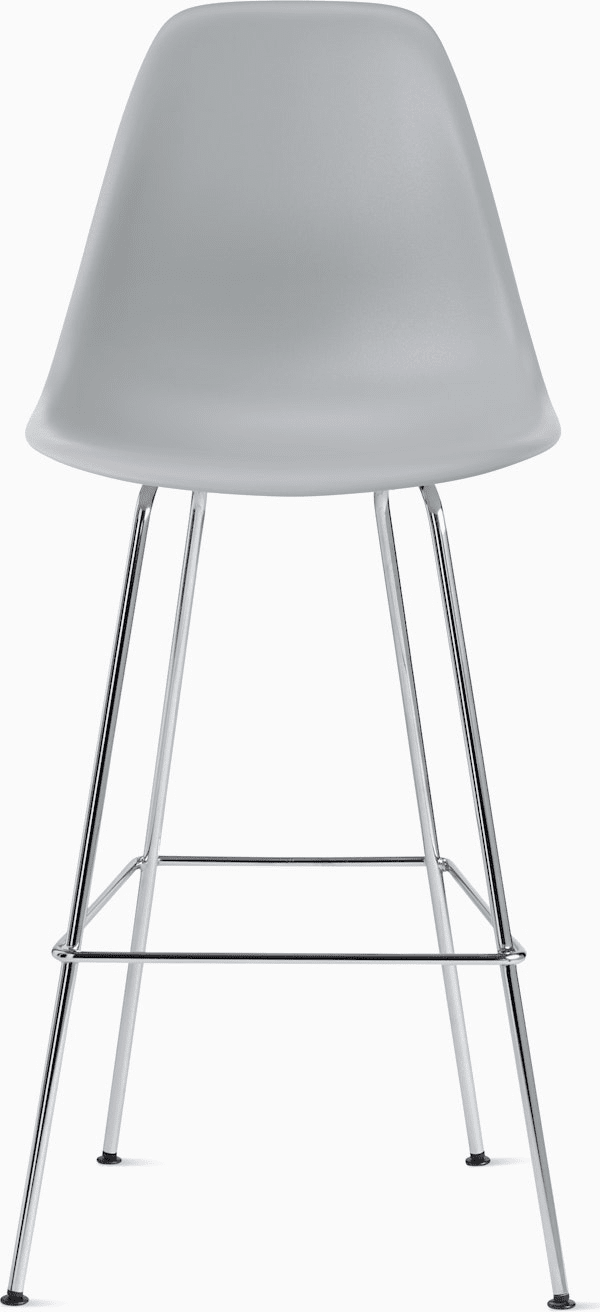 Eames Molded Plastic Bar Stool bar seating herman miller Light Grey Trivalent Chrome 