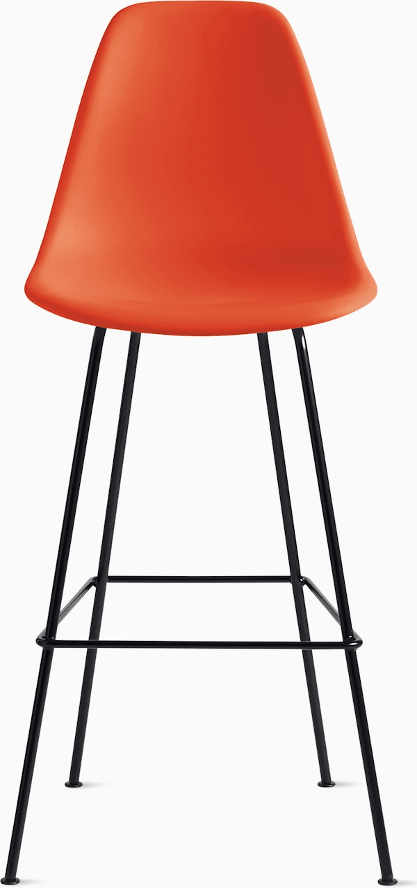 Eames Molded Plastic Bar Stool bar seating herman miller Red Orange Black 