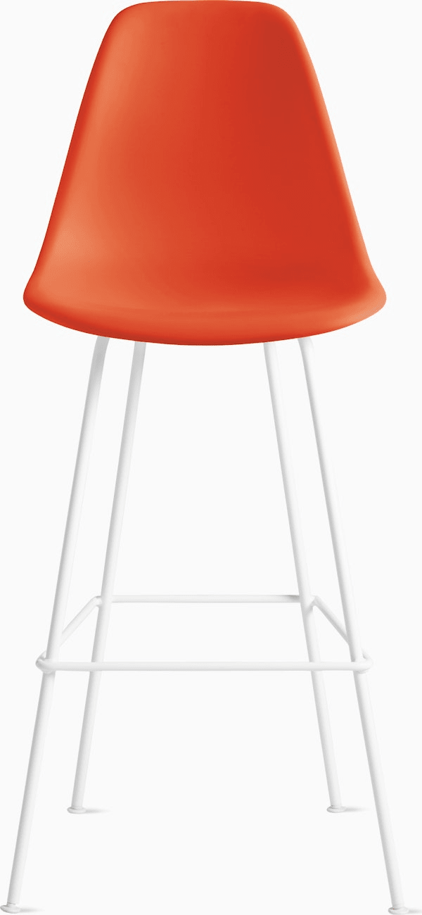 Eames Molded Plastic Bar Stool bar seating herman miller Red Orange White 
