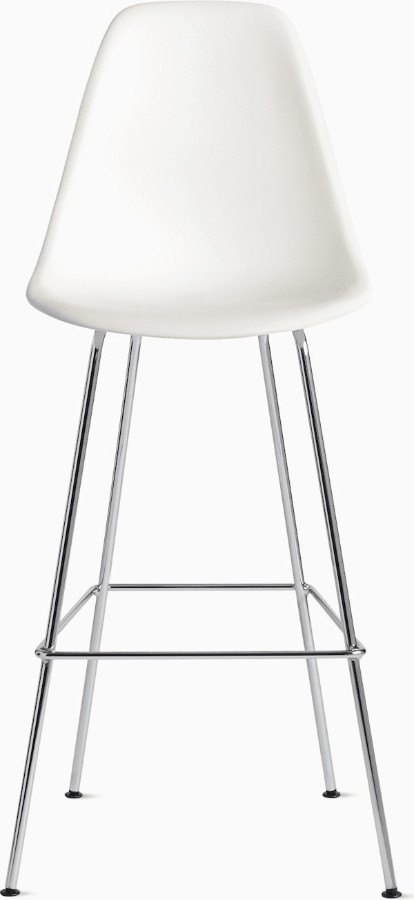 Eames Molded Plastic Bar Stool bar seating herman miller White Trivalent Chrome 