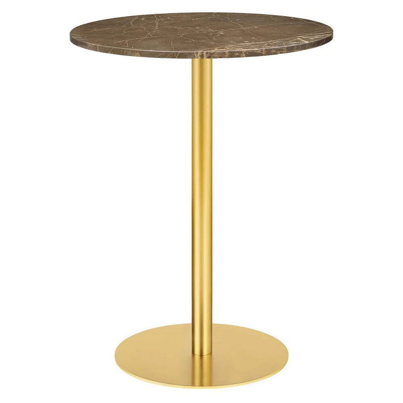 1.0 Bar Table bar height tables Gubi Large Brass base Brown Emperador Marble
