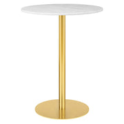 1.0 Bar Table bar height tables Gubi Large Brass base White Carrara Marble