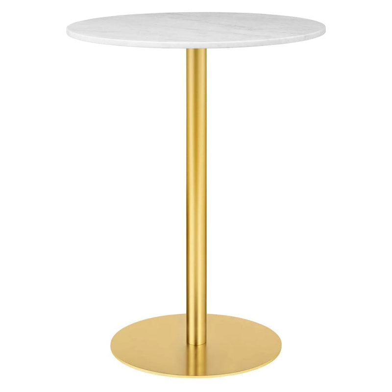 1.0 Bar Table bar height tables Gubi Large Brass base White Carrara Marble