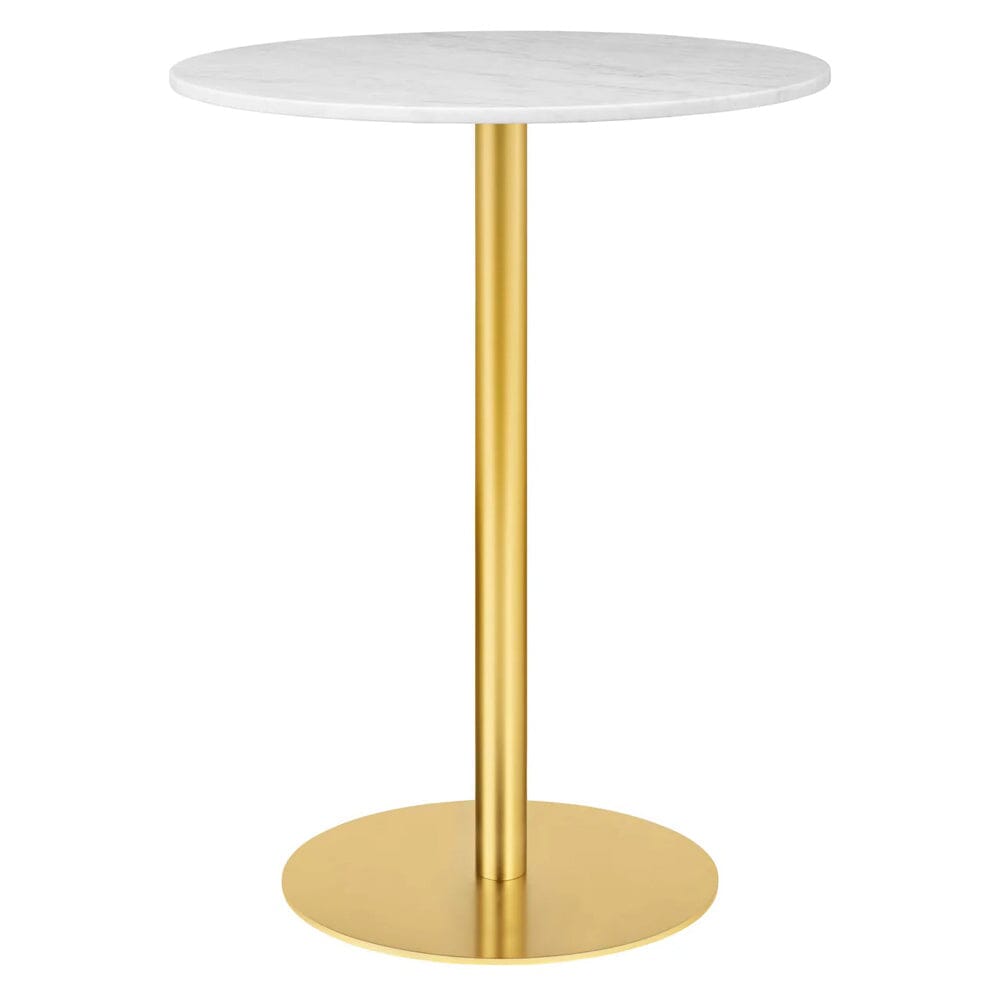 1.0 Bar Table bar height tables Gubi Large Brass base White Carrara Marble