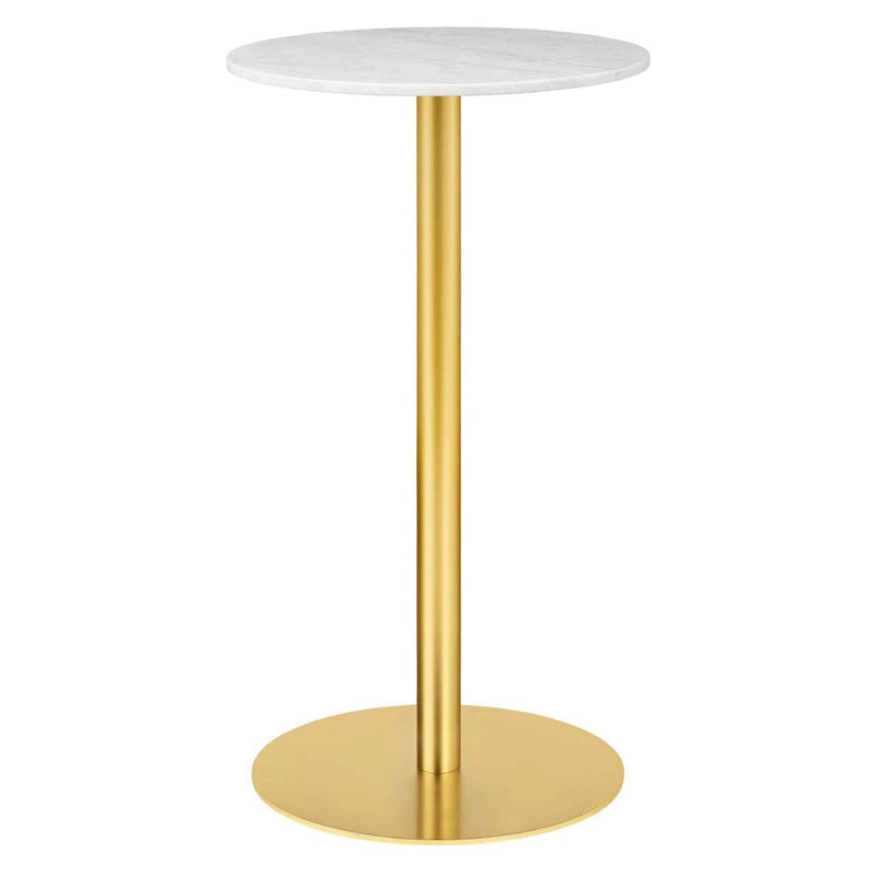 1.0 Bar Table bar height tables Gubi Small Brass base White Carrara Marble
