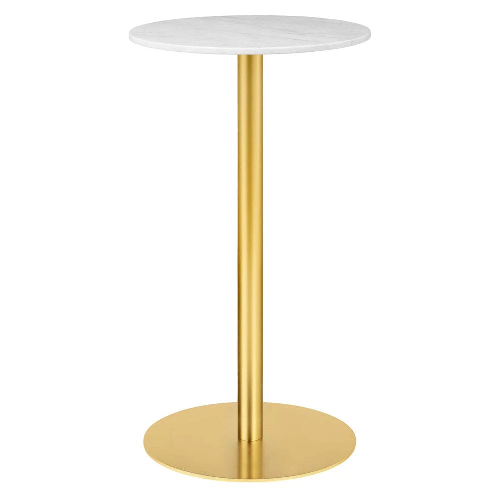 1.0 Bar Table bar height tables Gubi Small Brass base White Carrara Marble