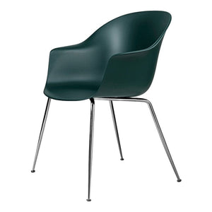 Bat Shell Dining Armchair - Chrome Base Chairs Gubi Dark Green Chrome 