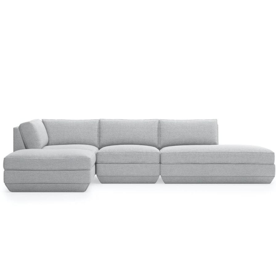 Podium 4PC Lounge Sectional B Sofa Gus Modern Bayview Silver Left Facing 