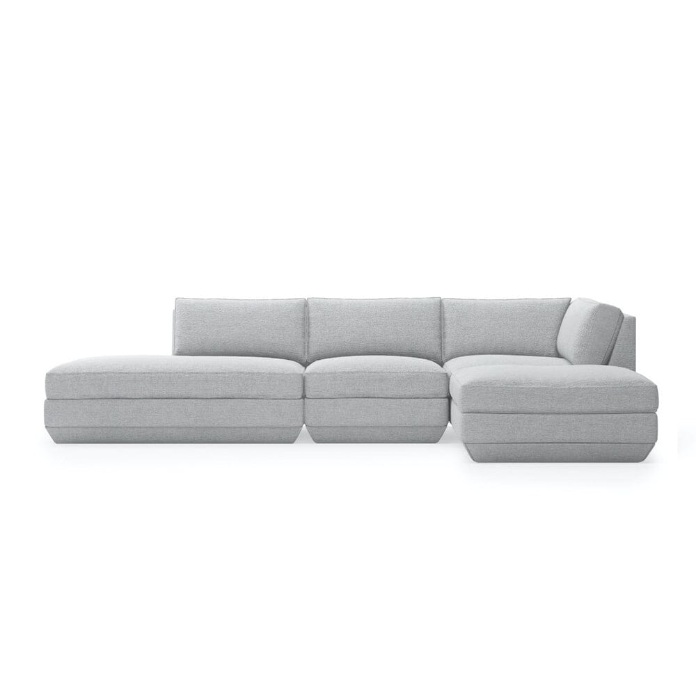 Podium 4PC Lounge Sectional B Sofa Gus Modern Bayview Silver Right Facing 