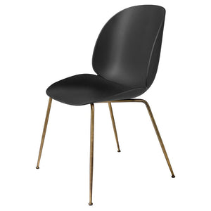 Beetle Dining Chair with Conic Base - Unupholstered Chairs Gubi Antique Brass Base Black 