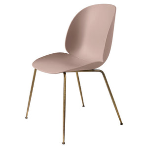 Beetle Dining Chair with Conic Base - Unupholstered Chairs Gubi Antique Brass Base Sweet Pink 