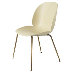 Beetle Dining Chair with Conic Base - Unupholstered Chairs Gubi Antique Brass Base Pastel Green 