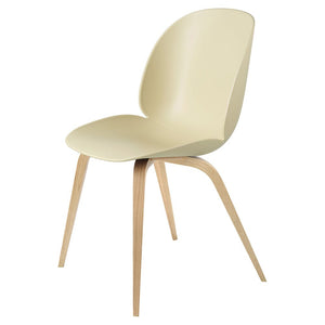Beetle Dining Chair with Wood Base - Un-Upholstered Chairs Gubi Patel Green Oak Base 