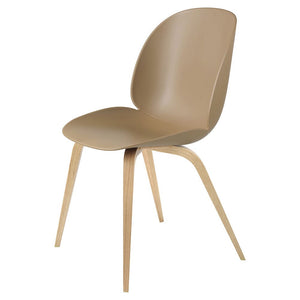Beetle Dining Chair with Wood Base - Un-Upholstered Chairs Gubi Pebble Brown Oak Base 