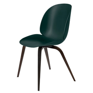 Beetle Dining Chair with Wood Base - Un-Upholstered Chairs Gubi Green Smoked Oak Base 