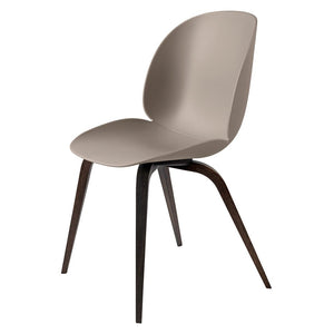 Beetle Dining Chair with Wood Base - Un-Upholstered Chairs Gubi New Beige Smoked Oak Base 