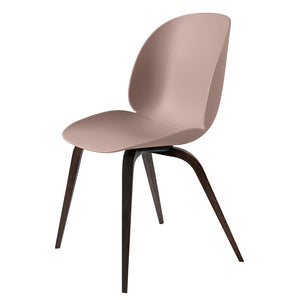 Beetle Dining Chair with Wood Base - Un-Upholstered Chairs Gubi SweetPink Smoked Oak Base 