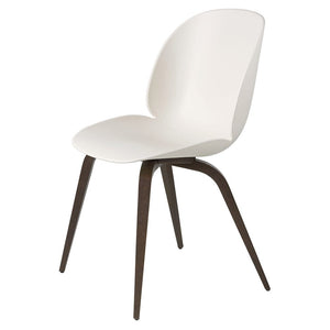 Beetle Dining Chair with Wood Base - Un-Upholstered Chairs Gubi White Smoked Oak Base 