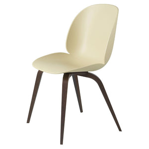 Beetle Dining Chair with Wood Base - Un-Upholstered Chairs Gubi Patel Green Smoked Oak Base 