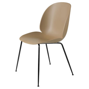 Beetle Dining Chair with Conic Base - Unupholstered Chairs Gubi Black Matte Base Pebble Brown 