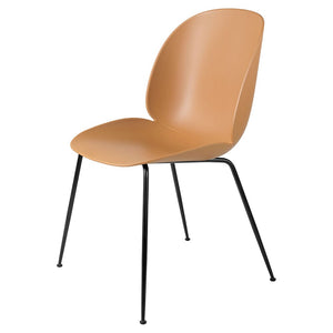 Beetle Dining Chair with Conic Base - Unupholstered Chairs Gubi Black Matte Base Amber Brown 