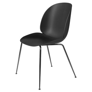Beetle Dining Chair with Conic Base - Unupholstered Chairs Gubi Black Chrome Base Black 