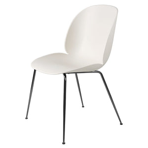 Beetle Dining Chair with Conic Base - Unupholstered Chairs Gubi Black Chrome Base Alabaster White 