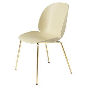 Beetle Dining Chair with Conic Base - Unupholstered Chairs Gubi Brass Base Pastel Green 
