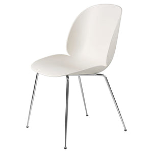 Beetle Dining Chair with Conic Base - Unupholstered Chairs Gubi Chrome Base Alabaster White 