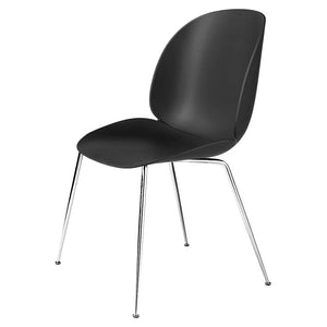 Beetle Dining Chair with Conic Base - Unupholstered Chairs Gubi Chrome Base Black 