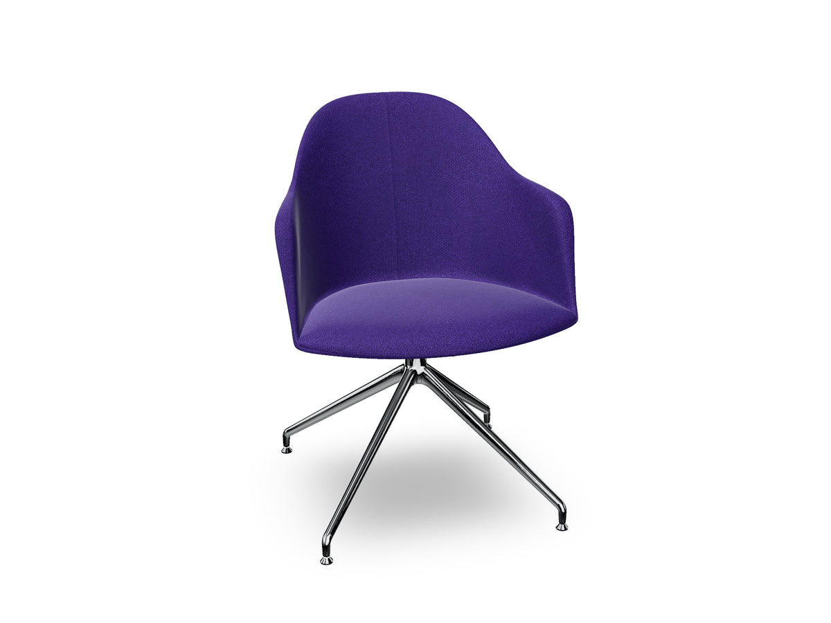 Cila Fully Upholstered Armchair With Swivel Trestle Base