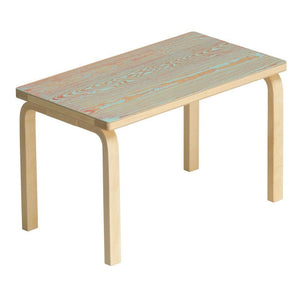 Bench 153B ColoRing Benches Artek Natural lacquered Legs, seat red/ turquoise ColoRing 